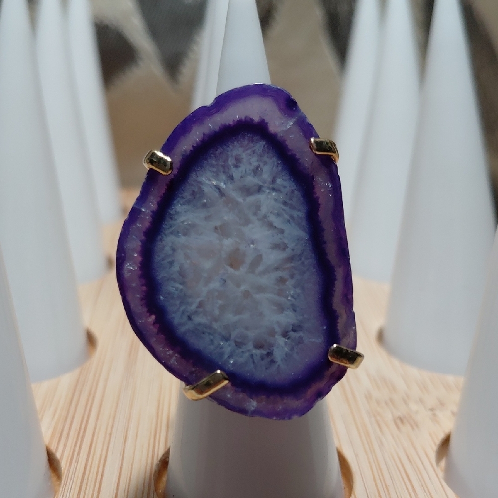 Purple Agate Slice Ring